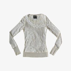Vintage Ivory Crochet Mesh Long Sleeve Top by Jean Paul Gaultier